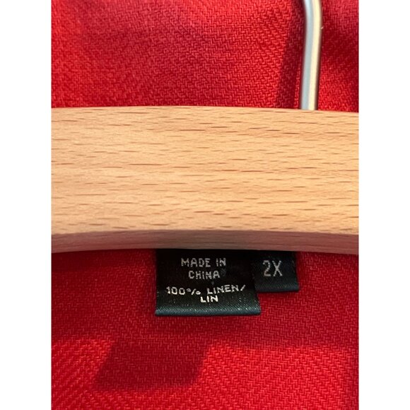 Ralph Lauren Womens Red Oversized Button-Up Shirt With 3/4 Sleeves & Embroidered - Picture 8 of 14